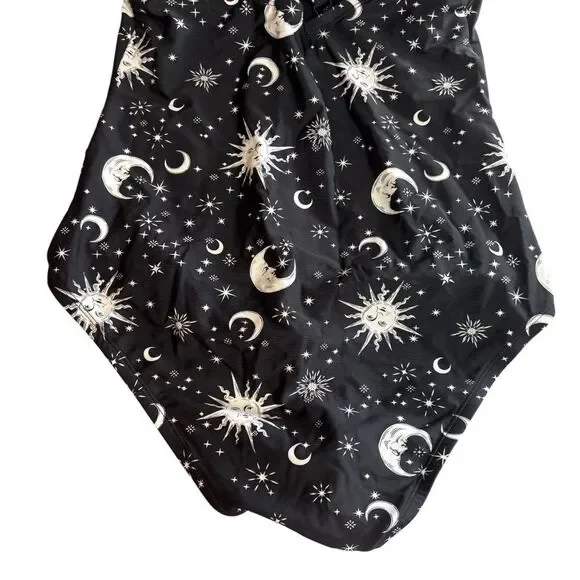 Hot Topic Black & White Sun Moon Stars Celestial One Piece Swimsuit Size Small - Picture 10 of 14